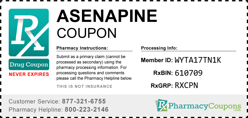 Asenapine Prescription Drug Coupon with Pharmacy Savings