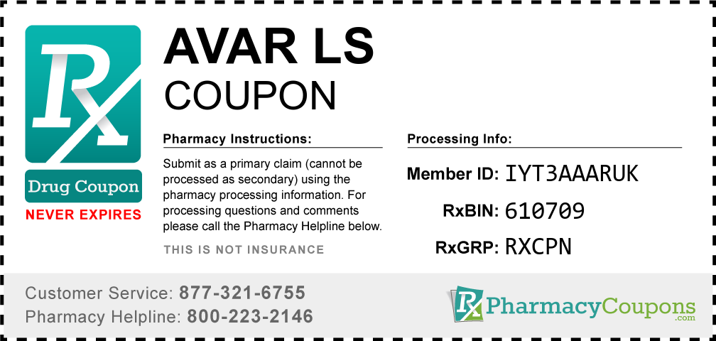 Avar ls Prescription Drug Coupon with Pharmacy Savings