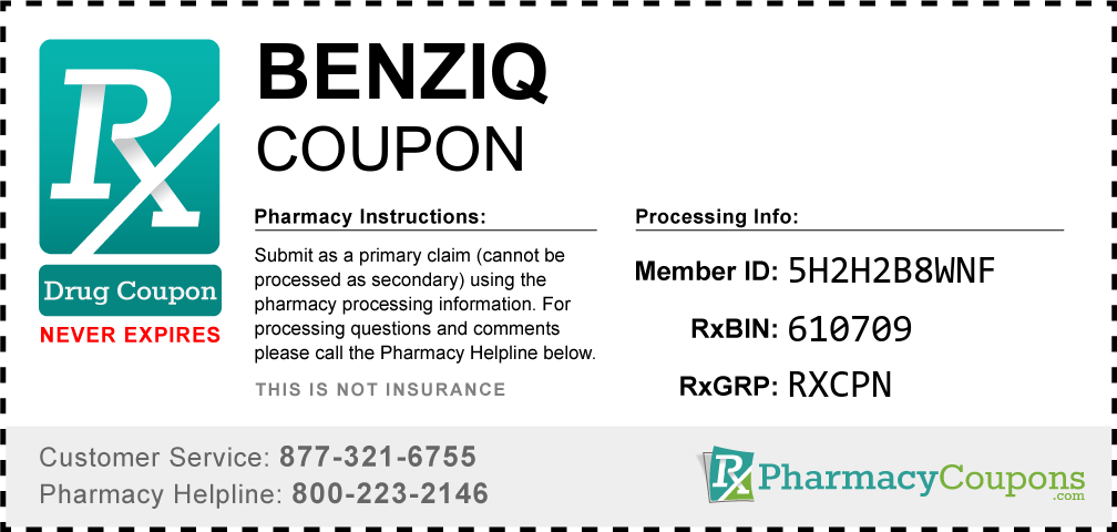 Benziq Prescription Drug Coupon with Pharmacy Savings