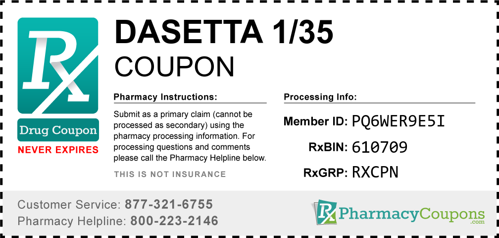 Dasetta 1/35 Prescription Drug Coupon with Pharmacy Savings