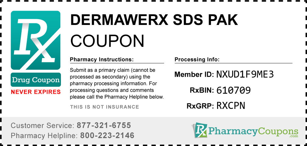 Dermawerx sds pak Prescription Drug Coupon with Pharmacy Savings