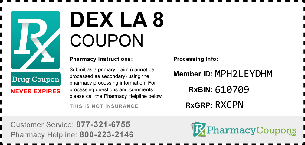 Dex la 8 Prescription Drug Coupon with Pharmacy Savings