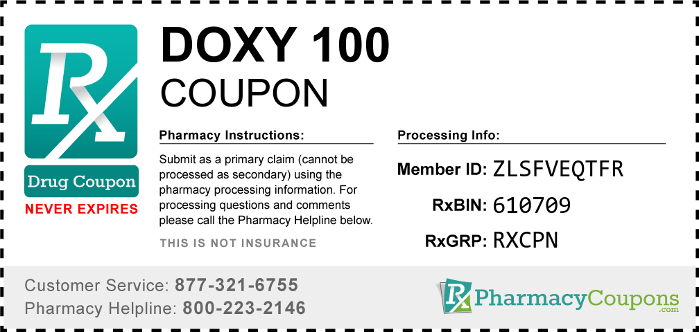 Doxy 100 Prescription Drug Coupon with Pharmacy Savings
