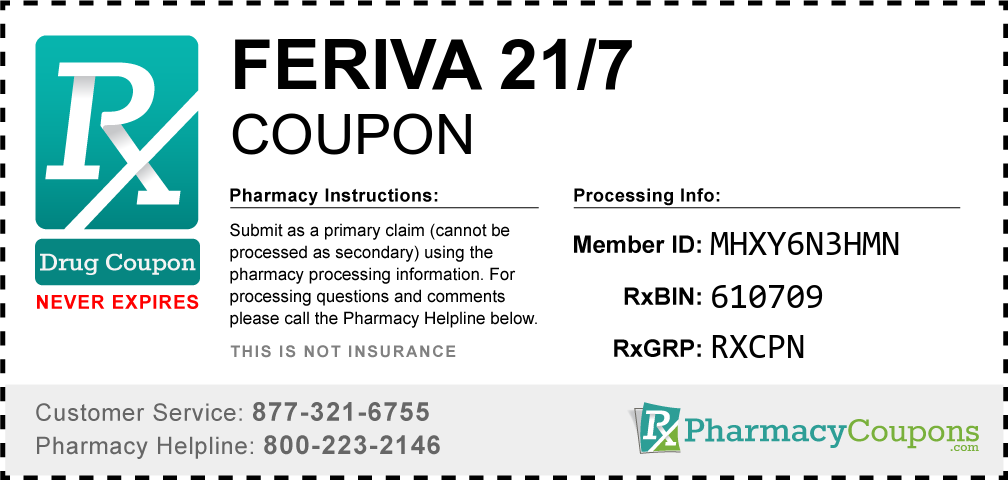 Feriva 21/7 Prescription Drug Coupon with Pharmacy Savings