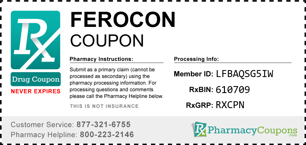 Ferocon Prescription Drug Coupon with Pharmacy Savings