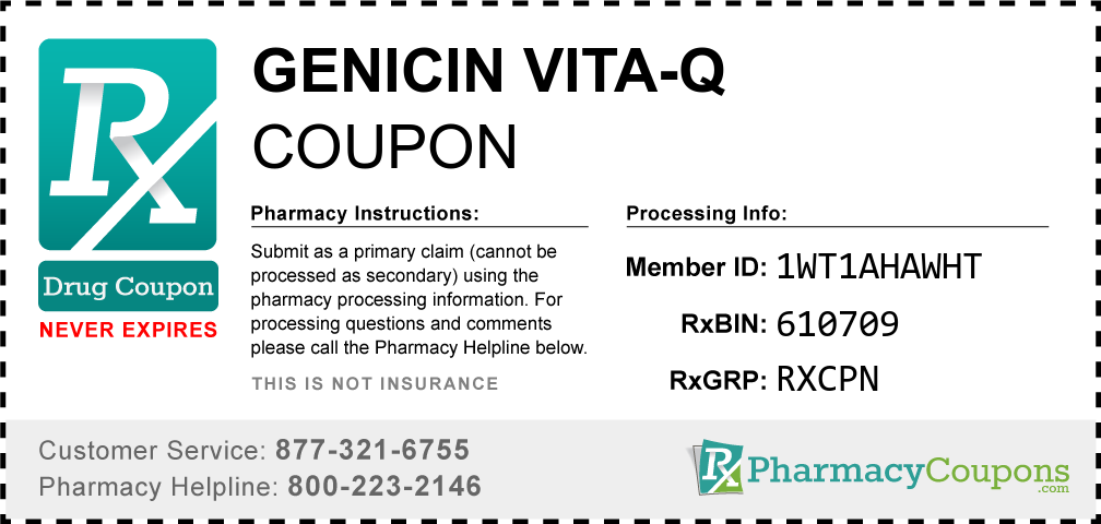 Genicin vita-q Prescription Drug Coupon with Pharmacy Savings
