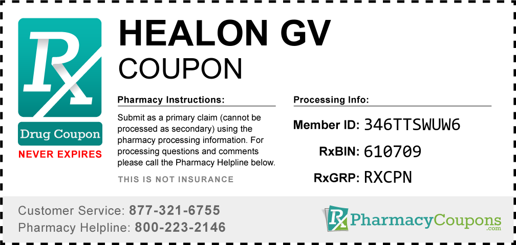 Healon gv Prescription Drug Coupon with Pharmacy Savings