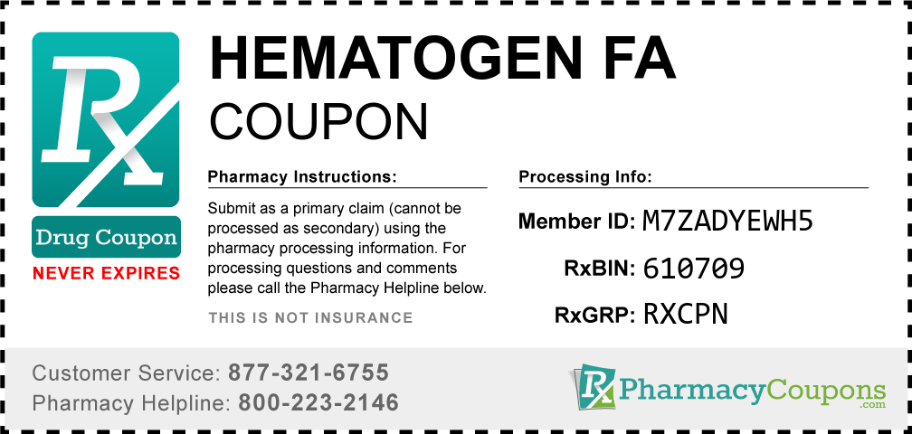 Hematogen fa Prescription Drug Coupon with Pharmacy Savings