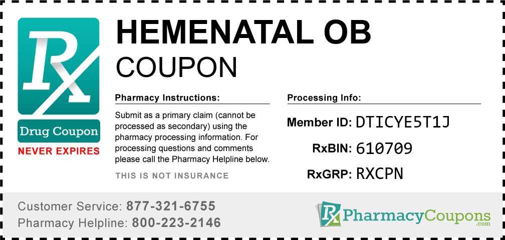 Hemenatal ob Prescription Drug Coupon with Pharmacy Savings
