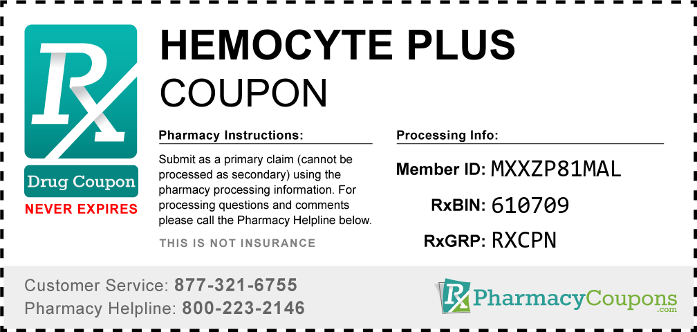 Hemocyte plus Prescription Drug Coupon with Pharmacy Savings