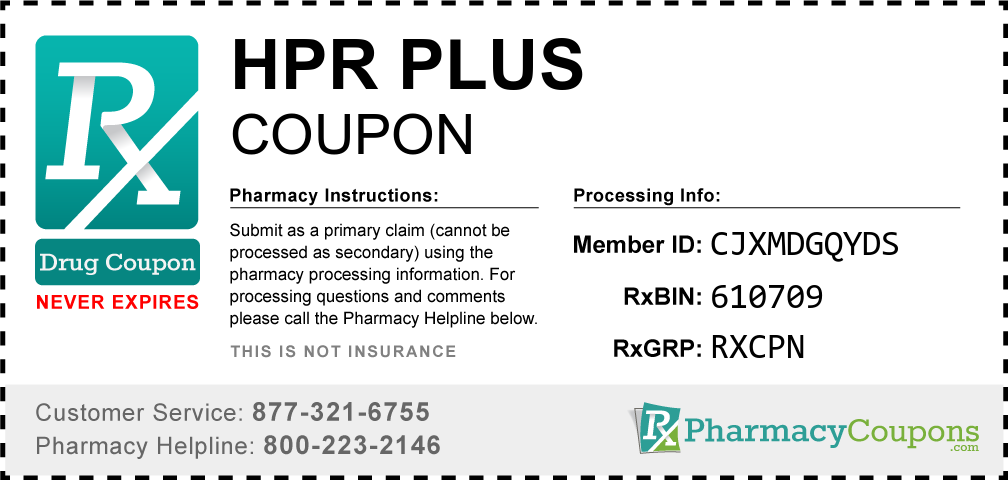 Hpr plus Prescription Drug Coupon with Pharmacy Savings