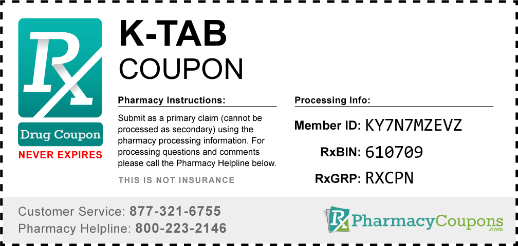 K-tab Prescription Drug Coupon with Pharmacy Savings