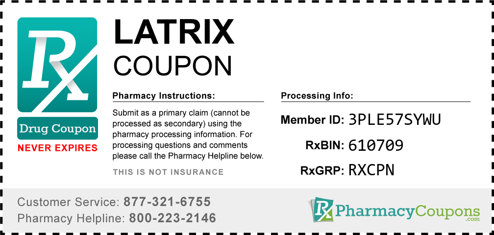 Latrix Prescription Drug Coupon with Pharmacy Savings