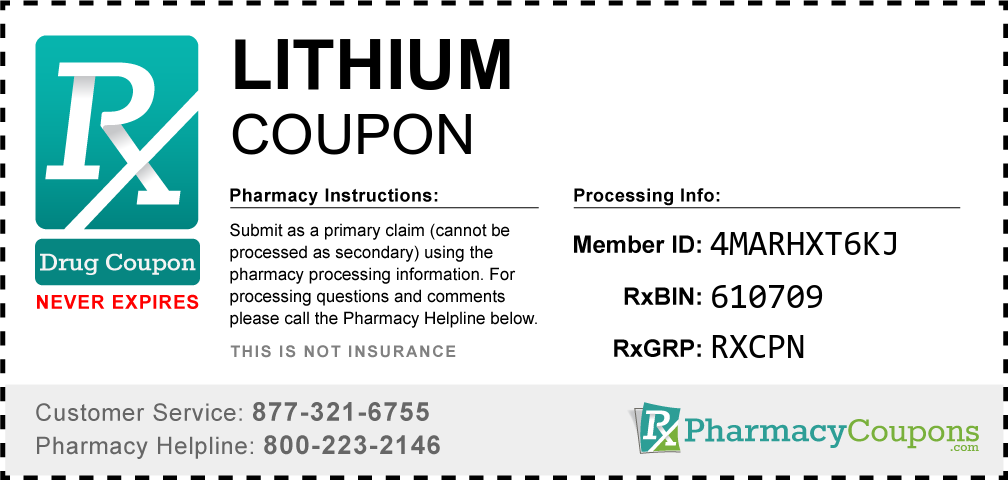 Lithium Prescription Drug Coupon with Pharmacy Savings
