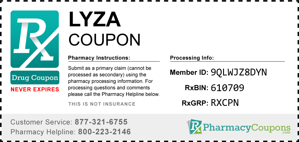 Lyza Prescription Drug Coupon with Pharmacy Savings