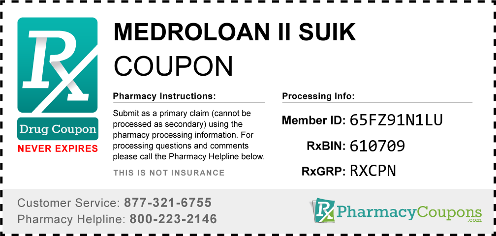 Medroloan ii suik Prescription Drug Coupon with Pharmacy Savings