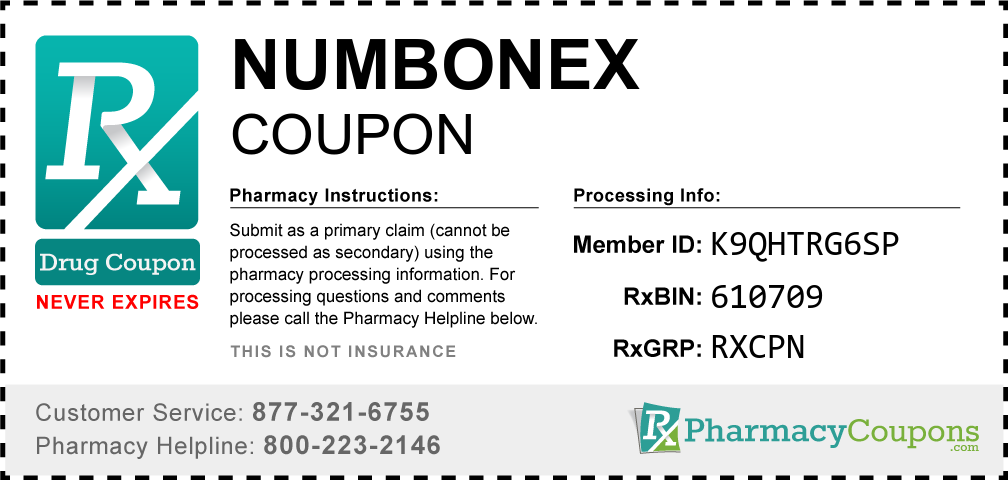 Numbonex Prescription Drug Coupon with Pharmacy Savings