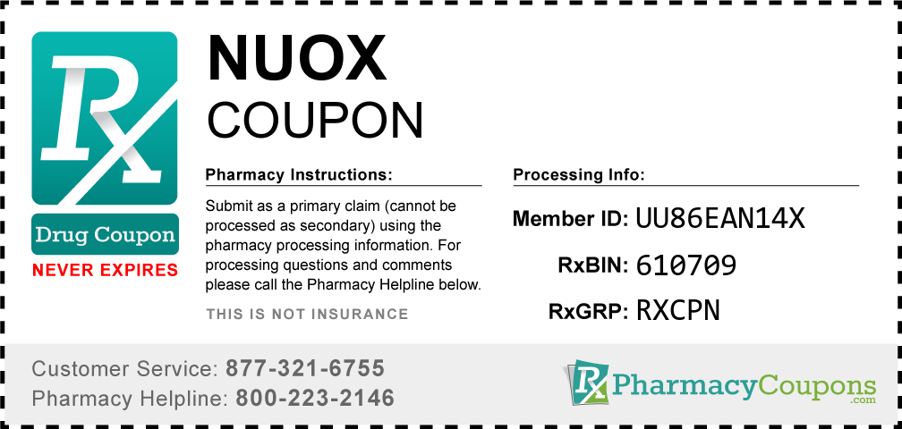 Nuox Prescription Drug Coupon with Pharmacy Savings