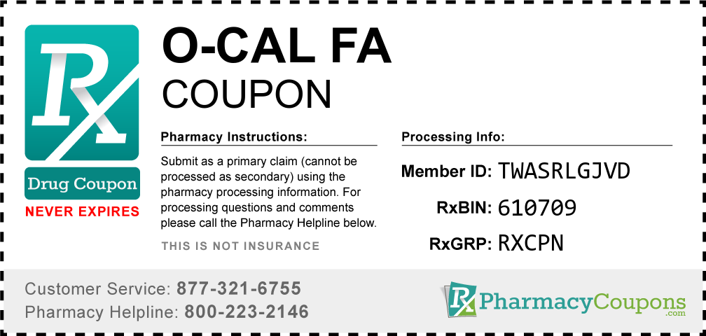 O-cal fa Prescription Drug Coupon with Pharmacy Savings
