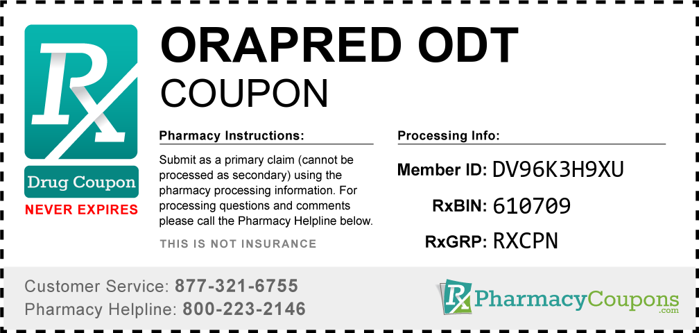 Orapred odt Prescription Drug Coupon with Pharmacy Savings