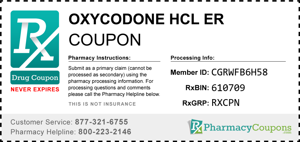 Oxycodone hcl er Prescription Drug Coupon with Pharmacy Savings