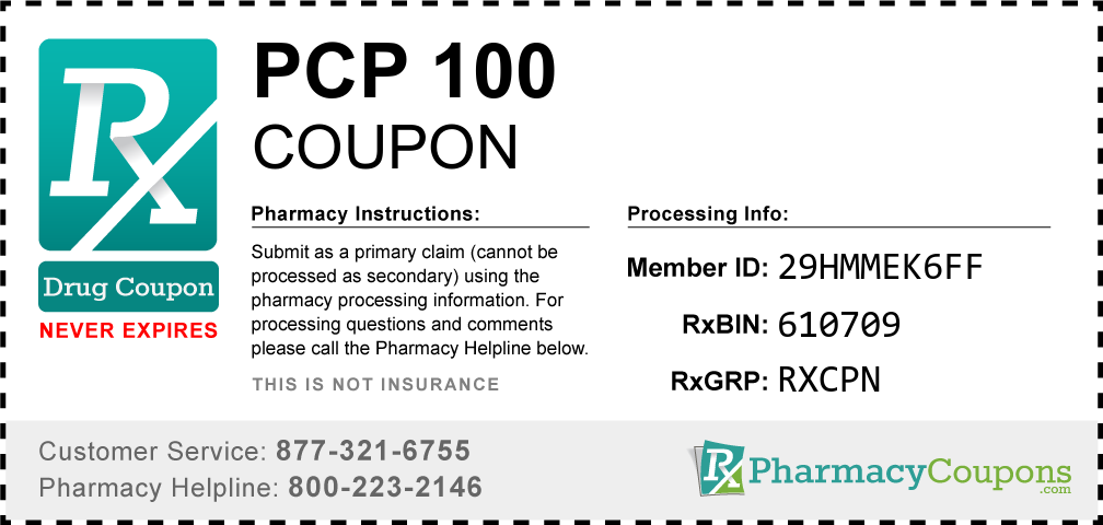 Pcp 100 Prescription Drug Coupon with Pharmacy Savings
