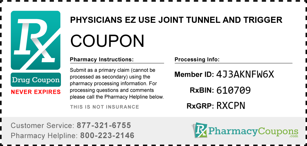 Physicians ez use joint tunnel and trigger Prescription Drug Coupon with Pharmacy Savings