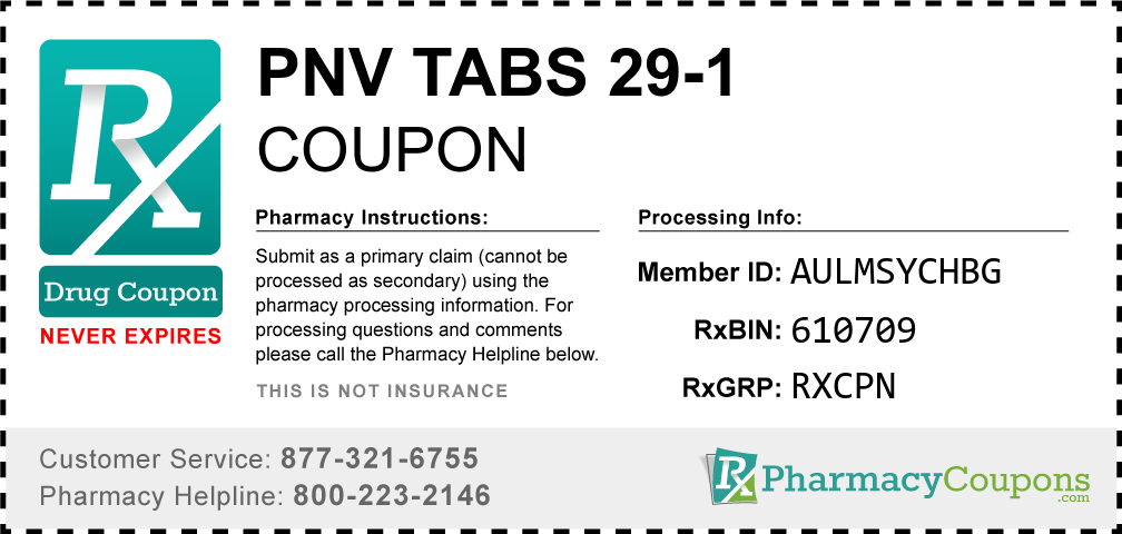 Pnv tabs 29-1 Prescription Drug Coupon with Pharmacy Savings