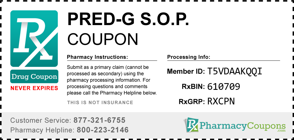 Pred-g s.o.p. Prescription Drug Coupon with Pharmacy Savings