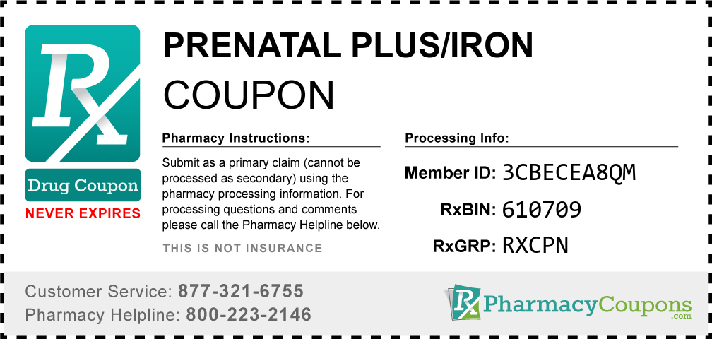 Prenatal plus/iron Prescription Drug Coupon with Pharmacy Savings
