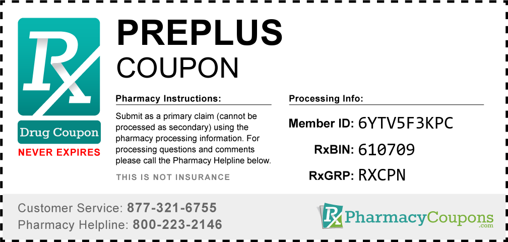 Preplus Prescription Drug Coupon with Pharmacy Savings