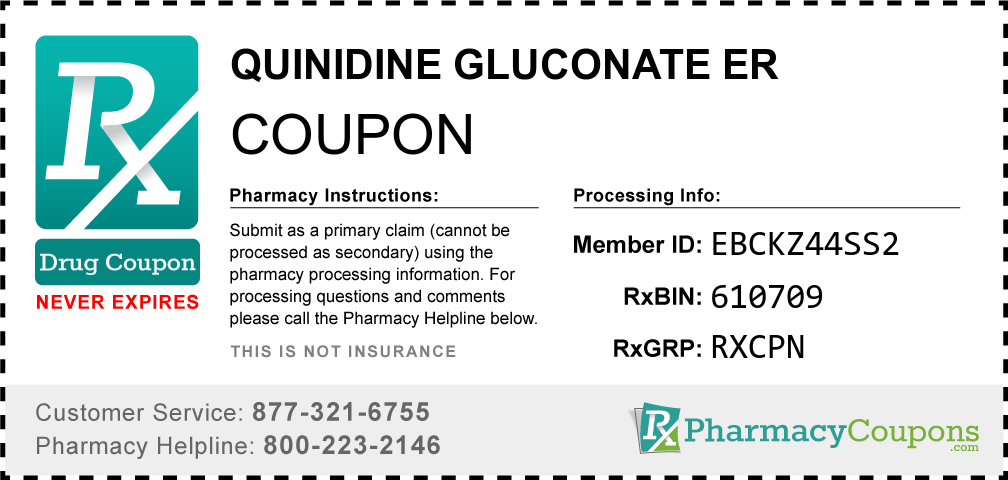 Quinidine gluconate er Prescription Drug Coupon with Pharmacy Savings