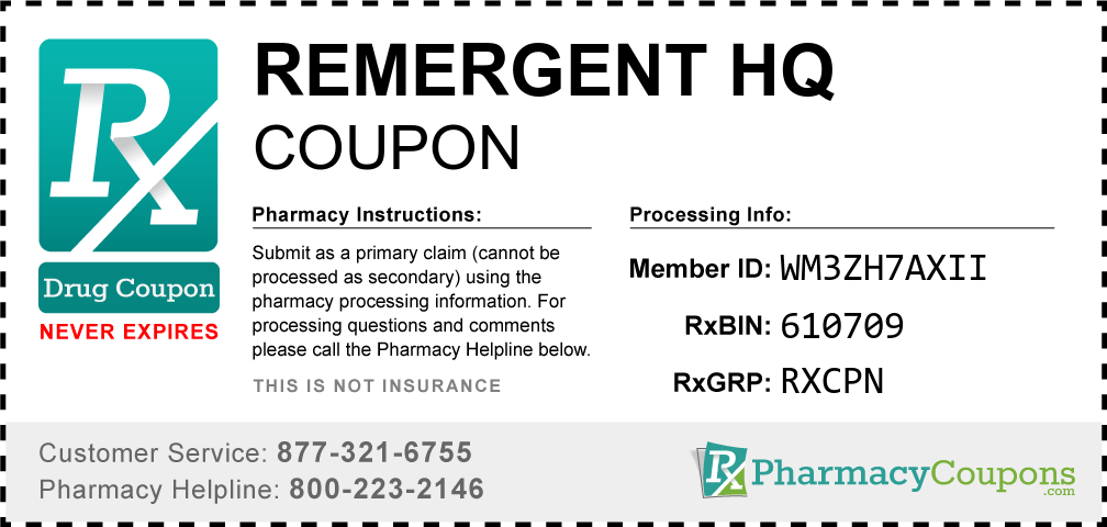 Remergent hq Prescription Drug Coupon with Pharmacy Savings