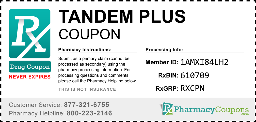 Tandem plus Prescription Drug Coupon with Pharmacy Savings