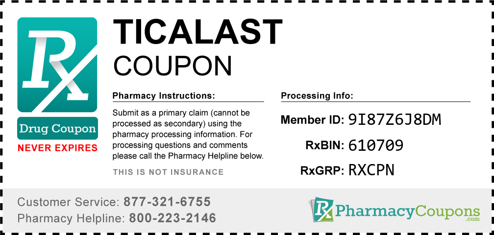 Ticalast Prescription Drug Coupon with Pharmacy Savings