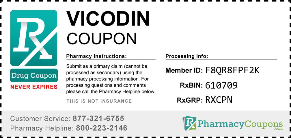 Vicodin Prescription Drug Coupon with Pharmacy Savings