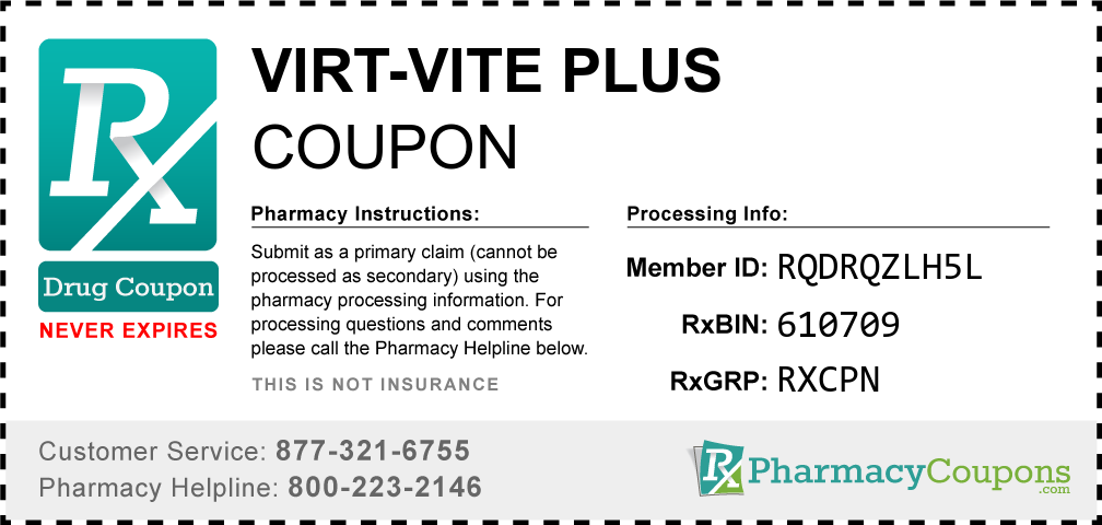 Virt-vite plus Prescription Drug Coupon with Pharmacy Savings