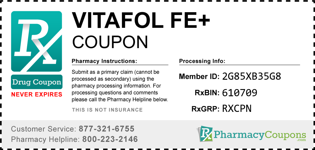 Vitafol fe+ Prescription Drug Coupon with Pharmacy Savings