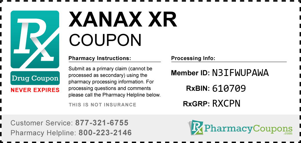 Xanax xr Prescription Drug Coupon with Pharmacy Savings