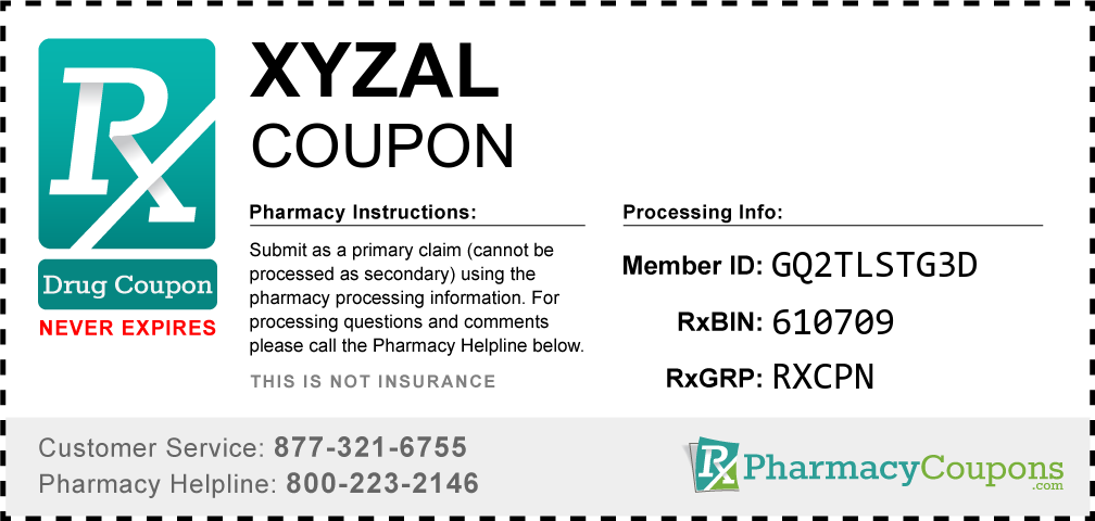 Xyzal Prescription Drug Coupon with Pharmacy Savings