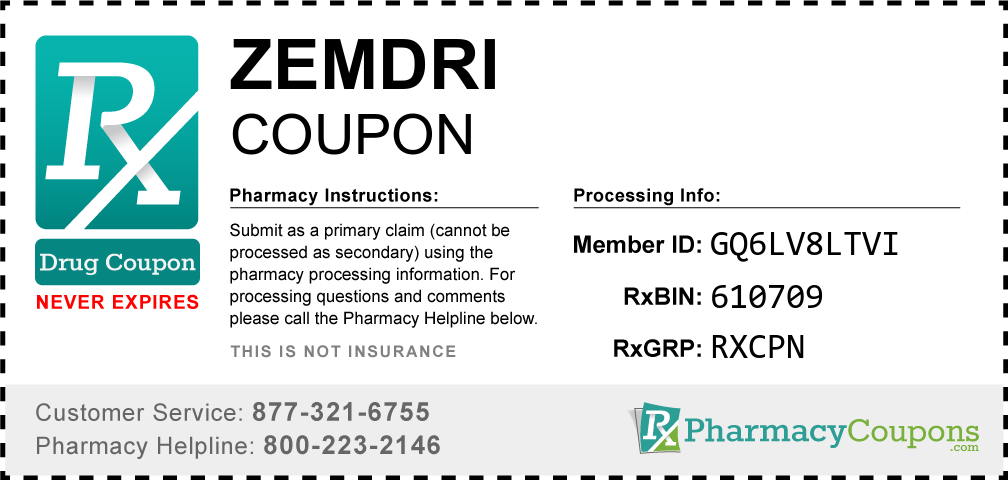Zemdri Prescription Drug Coupon with Pharmacy Savings